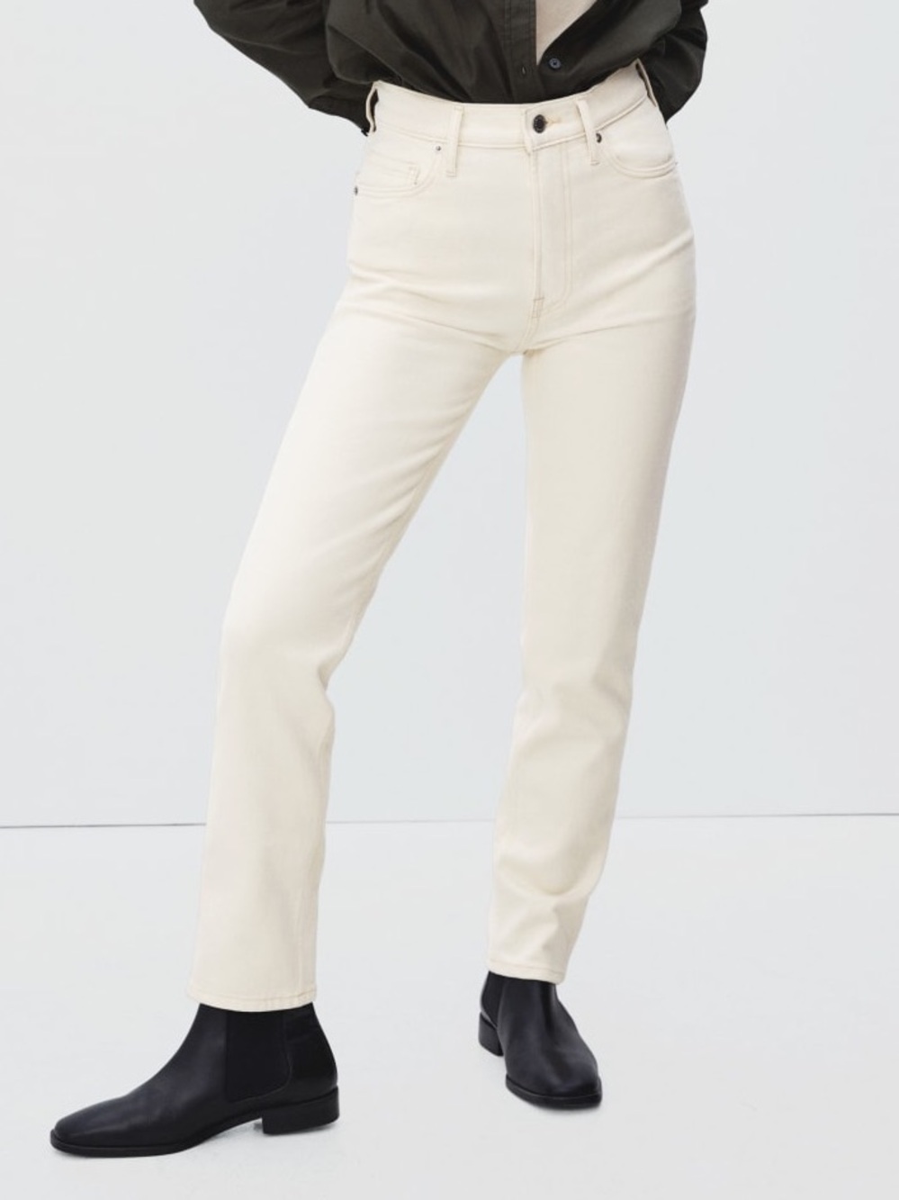 Everlane Original Cheeky High Rise Straight Jean in Ecru size 27 Regular - Picture 1 of 7